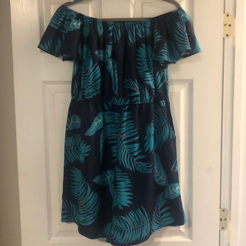 Tropical Print off the shoulder Romper